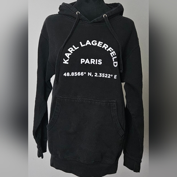 Karl Lagerfeld Tops - Karl Lagerfeld Paris Black & White Logo Hoodie- Size S